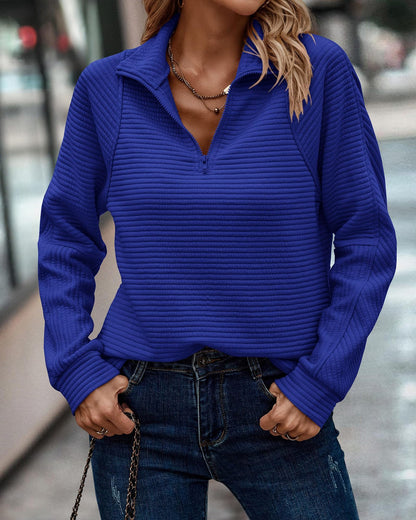 Beautiful Zipper Stand Collar Pullover For Women