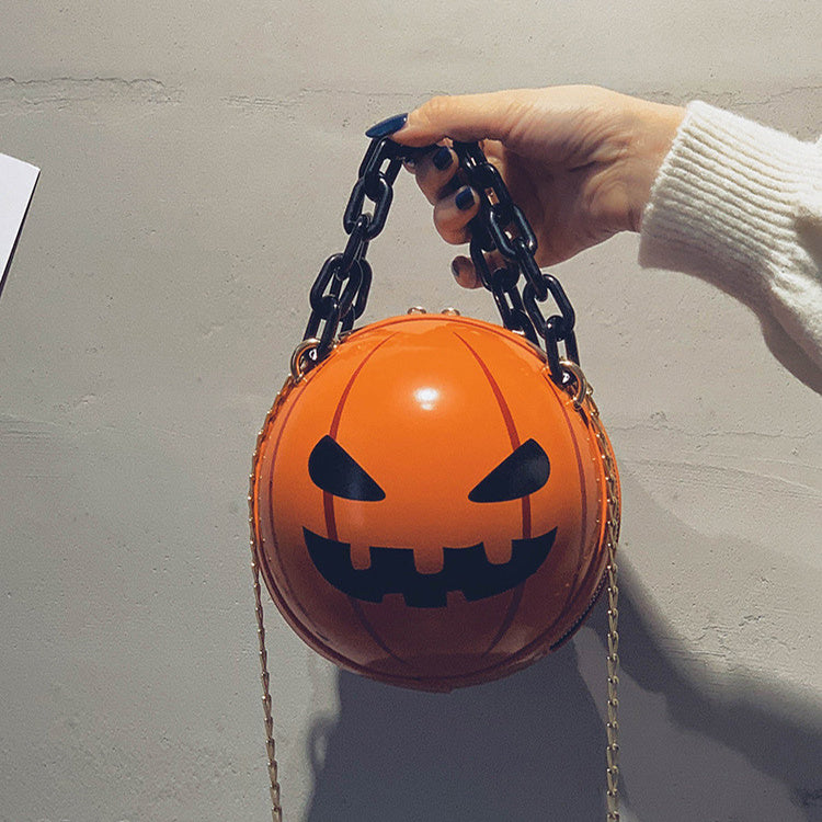 Fantastic Spooky Pumpkin Ball Handbag With Chain