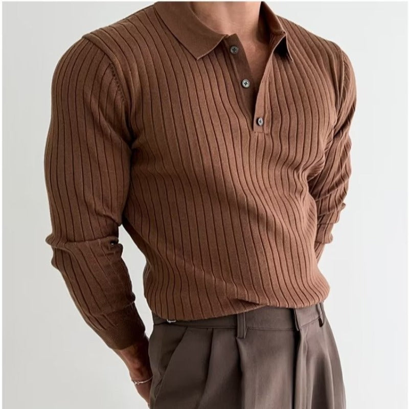 Fantastic Polo Shirt With Lapel Button and Long Sleeve - A Trust Market