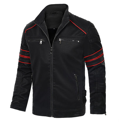 Wonderful Stand Collar Brushed PU Leather Jacket (Sale 🚨)