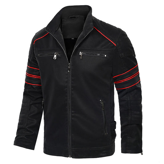 Wonderful Stand Collar Brushed PU Leather Jacket (Sale 🚨)