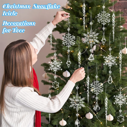 10 pcs Christmas Tree Hanging Pendants In Translucent Acrylic