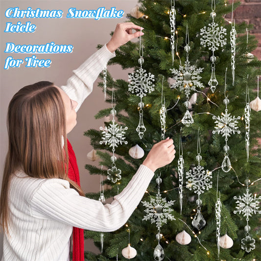 10 pcs Christmas Tree Hanging Pendants In Translucent Acrylic