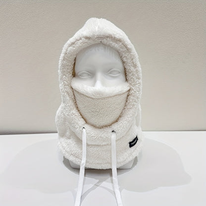 Plush Hooded Mask Hat. Warm & Cozy Face Cover with Drawstring ⛄
