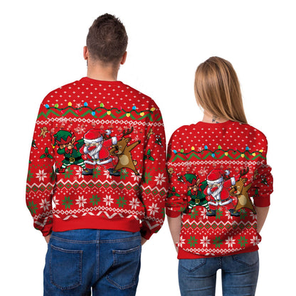 Men And Women Digital Printing Christmas Round Neck Sweater