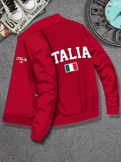 ITALIA Zip-up Long Sleeve Jacket With Pockets For Men