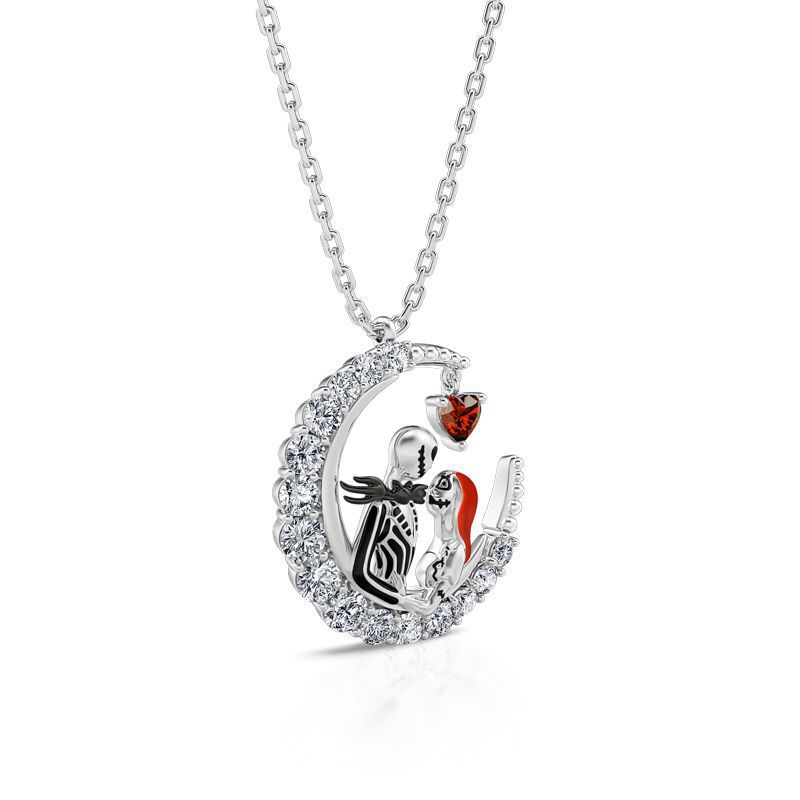Beautiful Moon-shaped Necklace With Rhinestones - A Trust Market