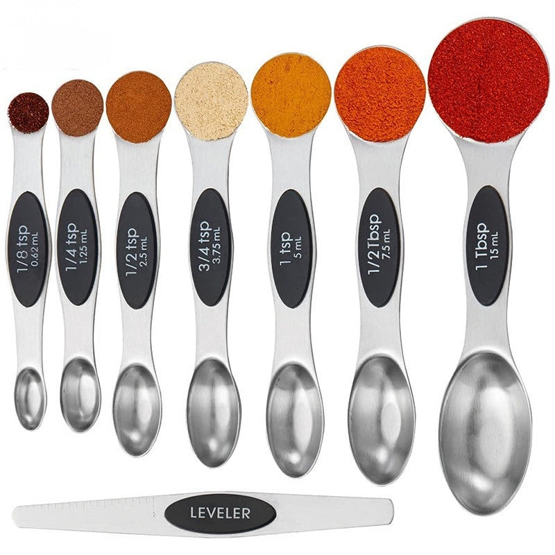 9-piece Set Of Stainless Steel Double Headed Measuring Spoons - A Trust Market