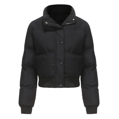 Warm Short Coat With Long Sleeve And High Collar