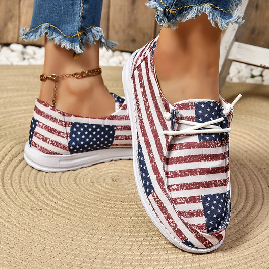 Beautiful Low Top Canvas Shoes With American Flag Pattern (Sale 🚨)