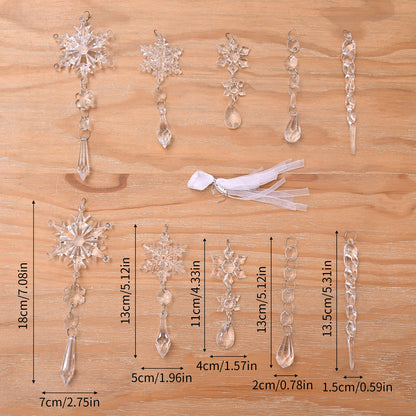 10 pcs Christmas Tree Hanging Pendants In Translucent Acrylic
