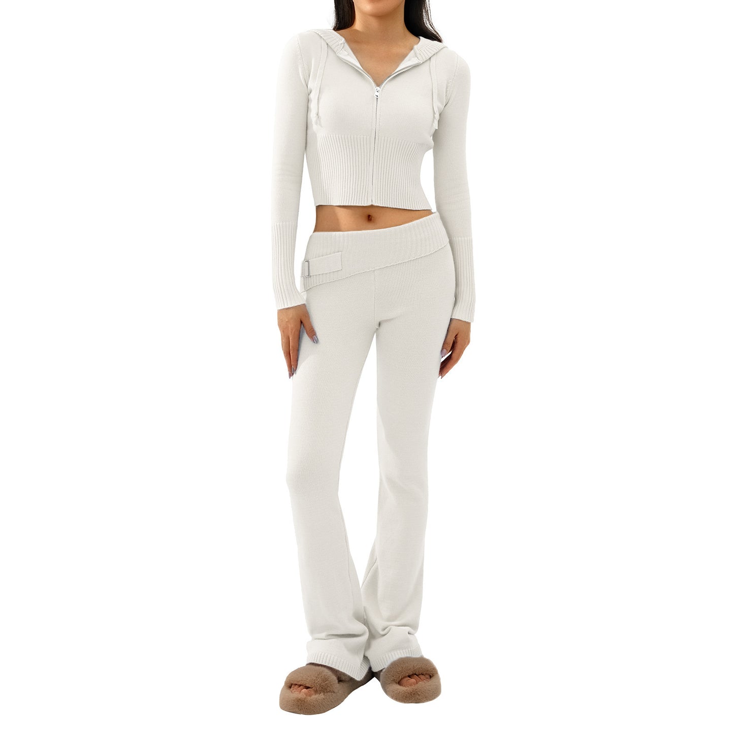 Wonderful Long-sleeved Cardigan And High Waisted Trousers