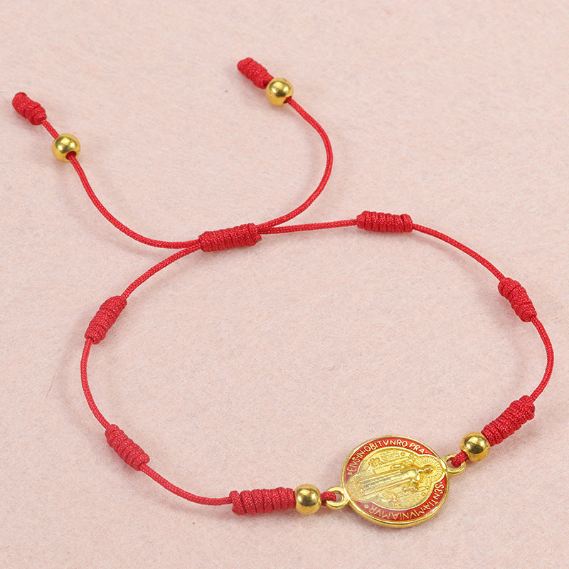 Fashion Red Rope Braid St Benedict Bracelet