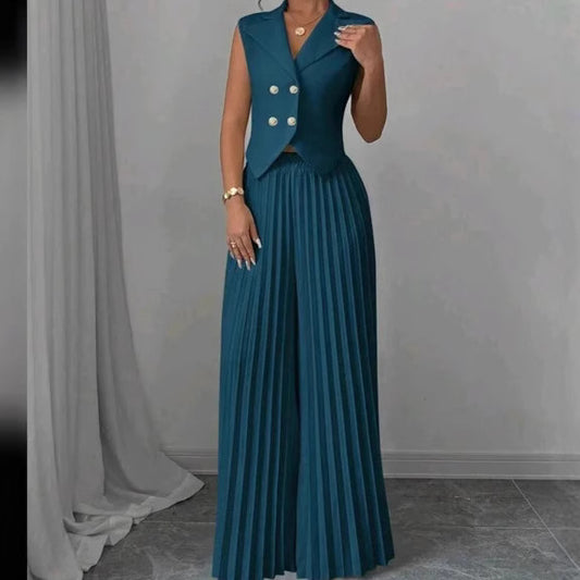 Fashion Vest Pleated Skirt Blouse And Pants