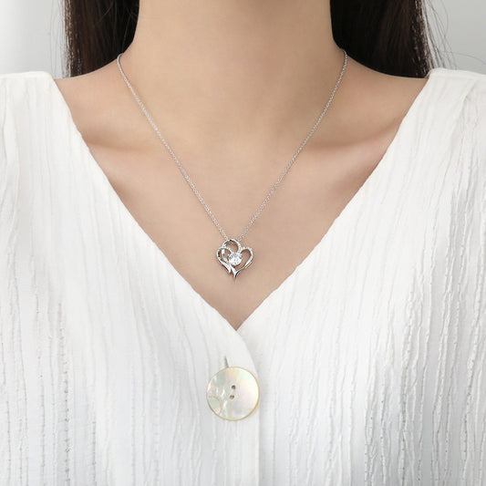 Zircon Double Love Necklace For Valentine's Day - A Trust Market
