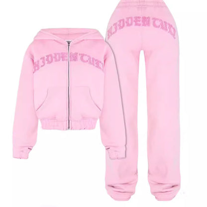 Beautiful Cropped Sweatshirt And Loose Drawstring Trousers