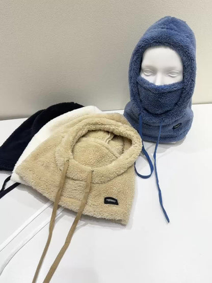 Plush Hooded Mask Hat. Warm & Cozy Face Cover with Drawstring ⛄