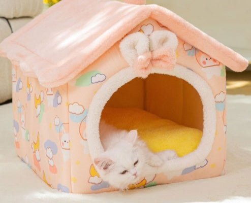 Foldable Dog House Pet Cat Bed Winter Dog Villa Sleep Kennel Removable Nest Warm Enclosed Cave Sofa Pets Supplies - A Trust Market