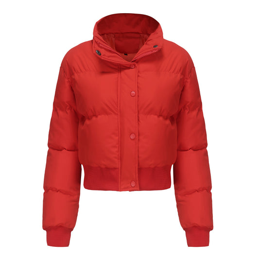 Warm Short Coat With Long Sleeve And High Collar