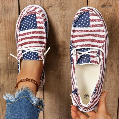 Beautiful Low Top Canvas Shoes With American Flag Pattern (Sale 🚨)