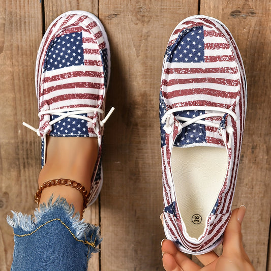 Beautiful Low Top Canvas Shoes With American Flag Pattern (Sale 🚨)