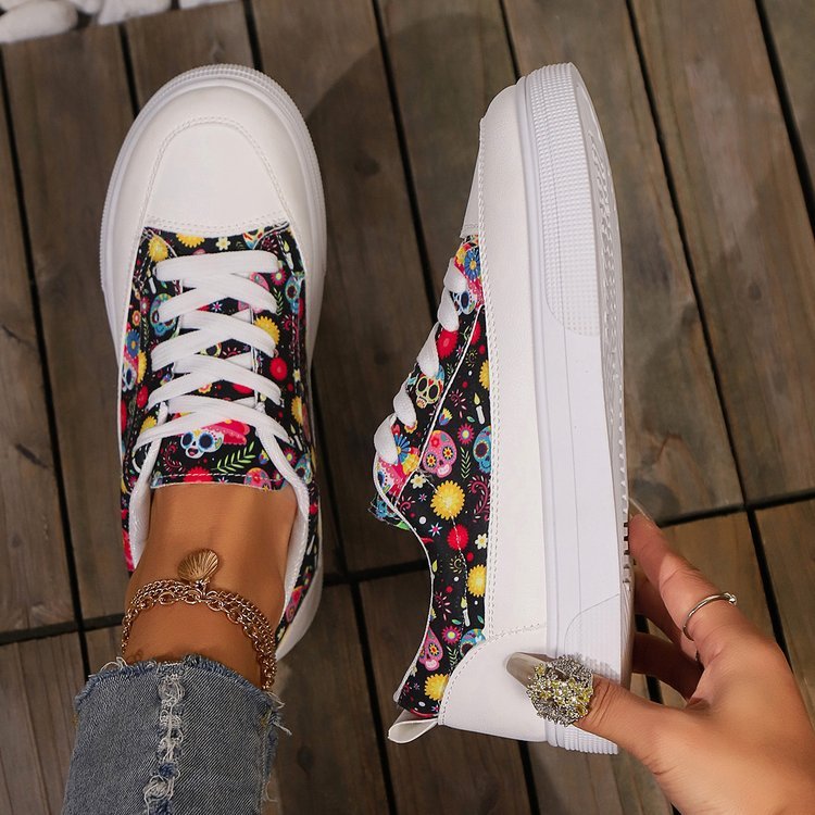 Halloween Skull Canvas Shoes For Women - A Trust Market