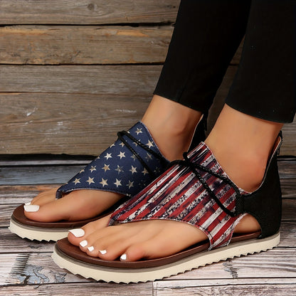 Wonderful Striped Gladiator Sandals with Zip Closure. Split Toe Design.