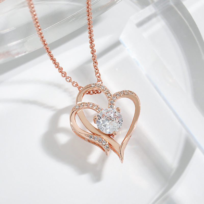Zircon Double Love Necklace For Valentine's Day - A Trust Market