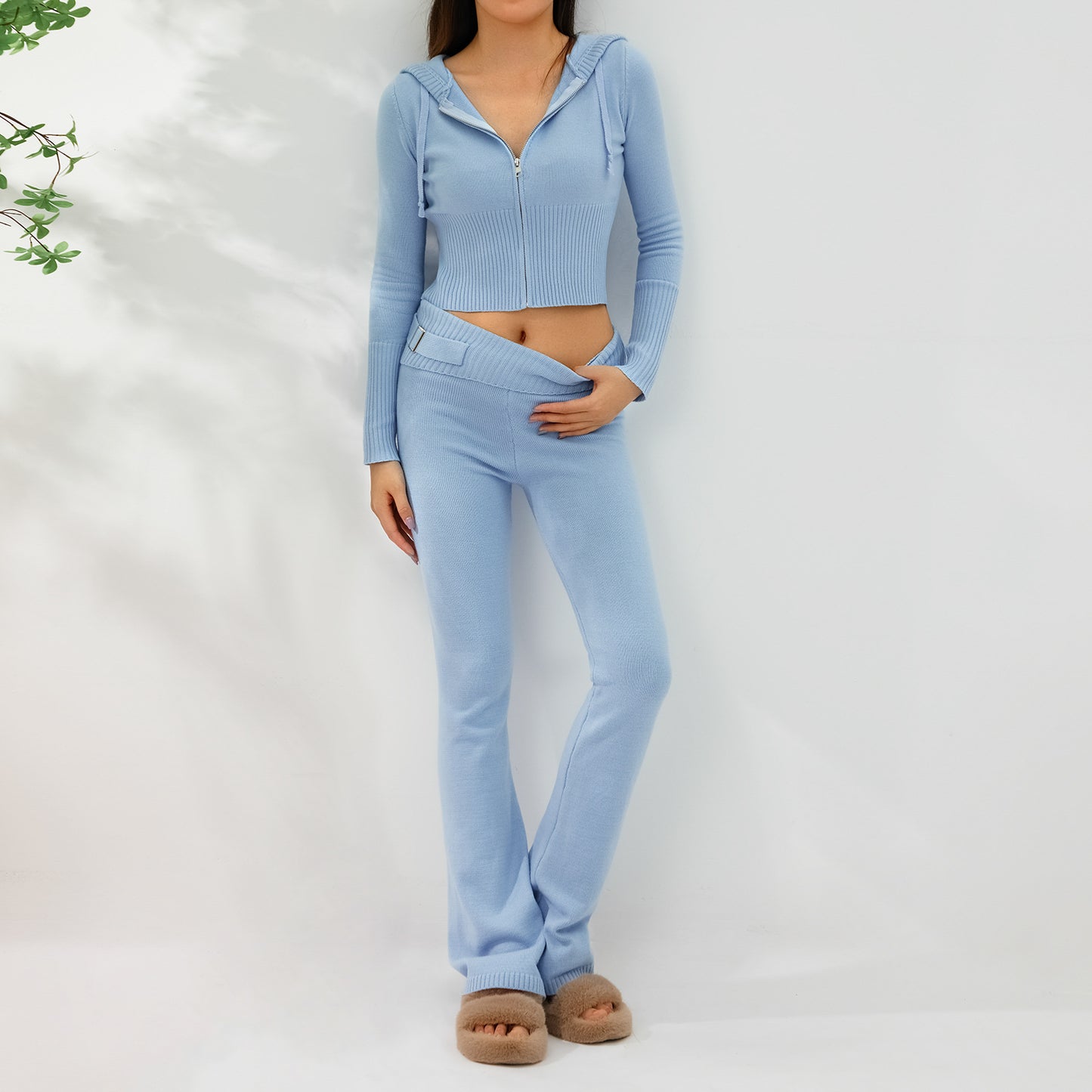 Wonderful Long-sleeved Cardigan And High Waisted Trousers