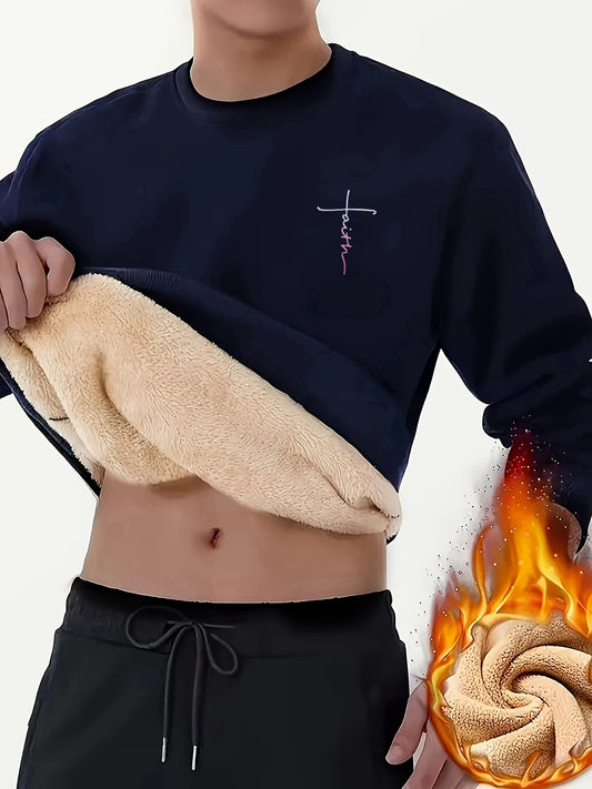 Casual Warm Fleece Lined Sweatshirt For Men