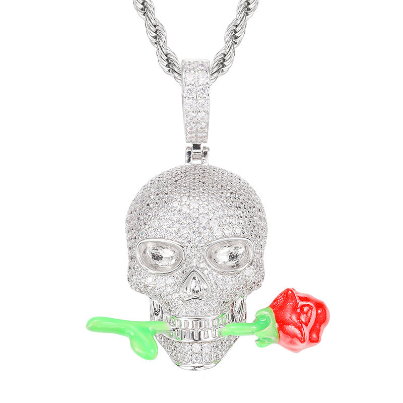 Terrific Luminous Rose Skull Pendant - A Trust Market