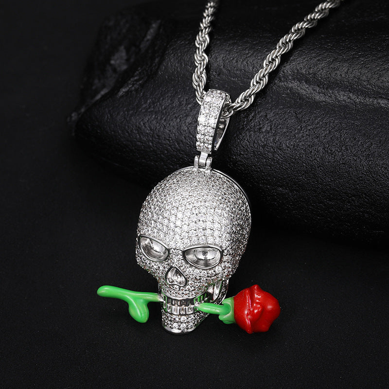 Terrific Luminous Rose Skull Pendant - A Trust Market