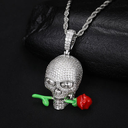 Terrific Luminous Rose Skull Pendant - A Trust Market