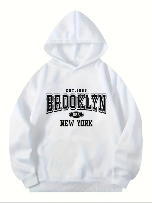 Casual Long Sleeve Hoodie Pullover For Women. Brooklyn USA New York.
