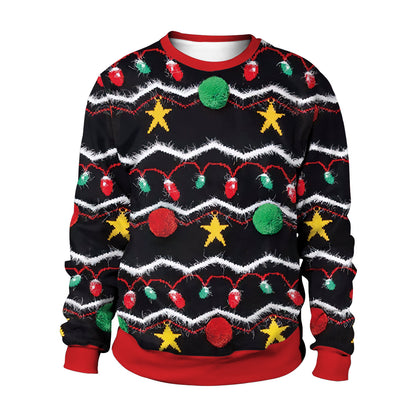 Men And Women Digital Printing Christmas Round Neck Sweater