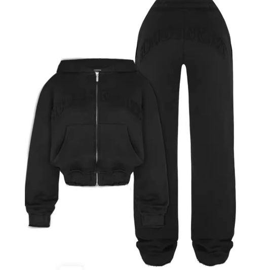 Beautiful Cropped Sweatshirt And Loose Drawstring Trousers