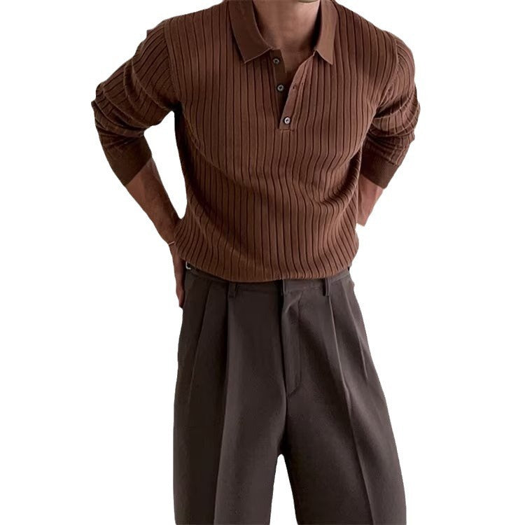 Fantastic Polo Shirt With Lapel Button and Long Sleeve - A Trust Market