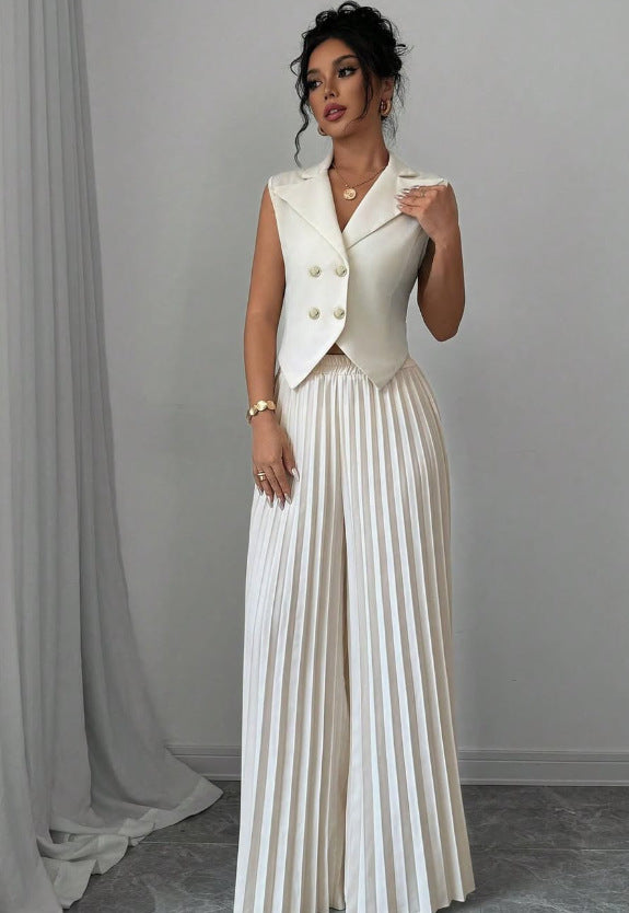 Fashion Vest Pleated Skirt Blouse And Pants