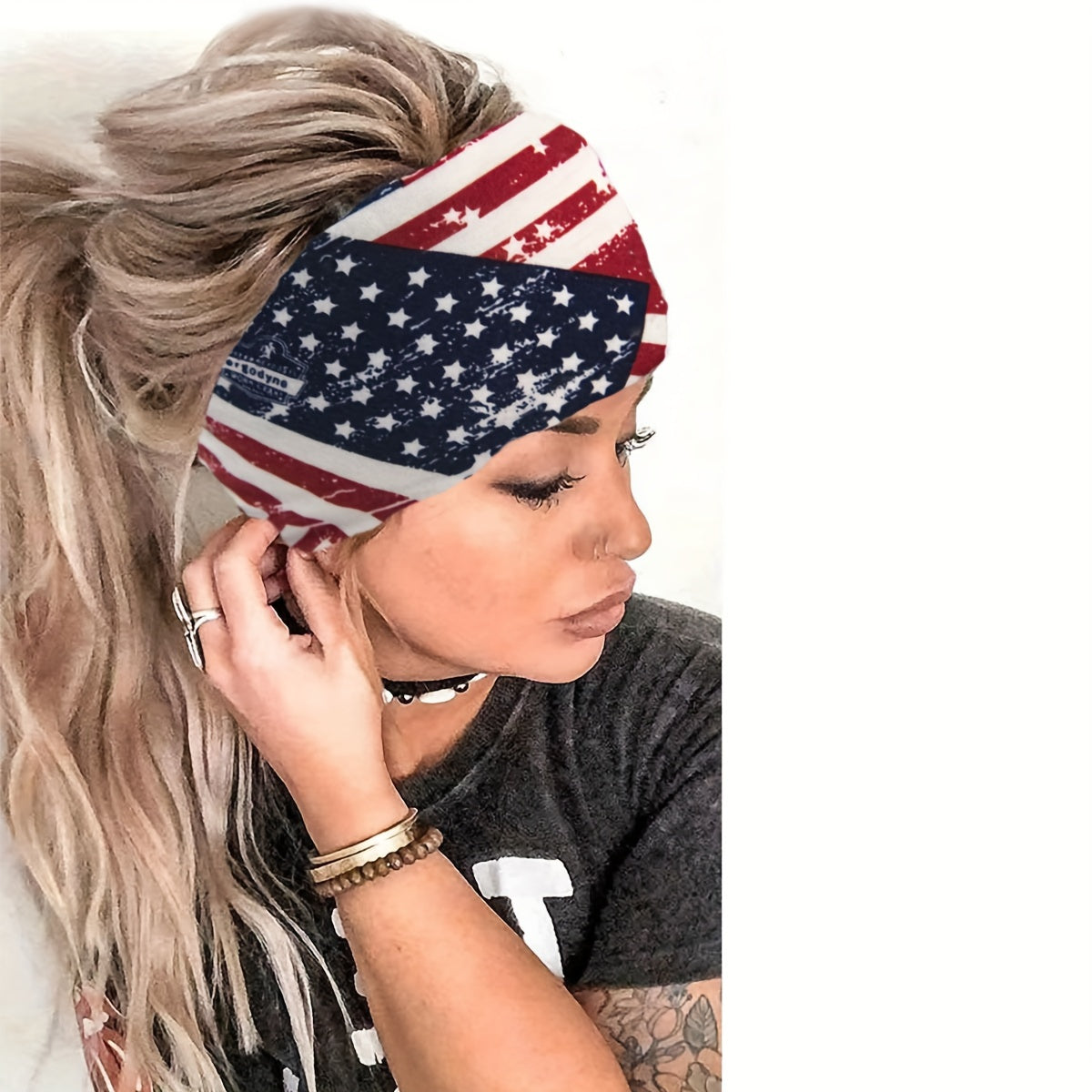American Flag Headband. Non-Slip Hair Band