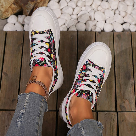 Halloween Skull Canvas Shoes For Women - A Trust Market