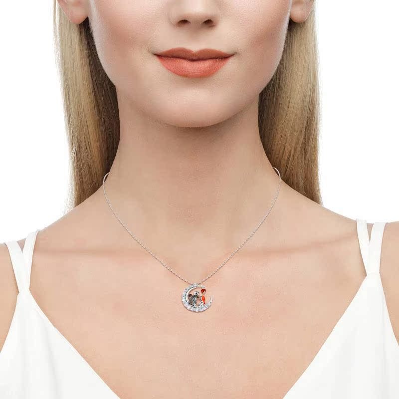 Beautiful Moon-shaped Necklace With Rhinestones - A Trust Market
