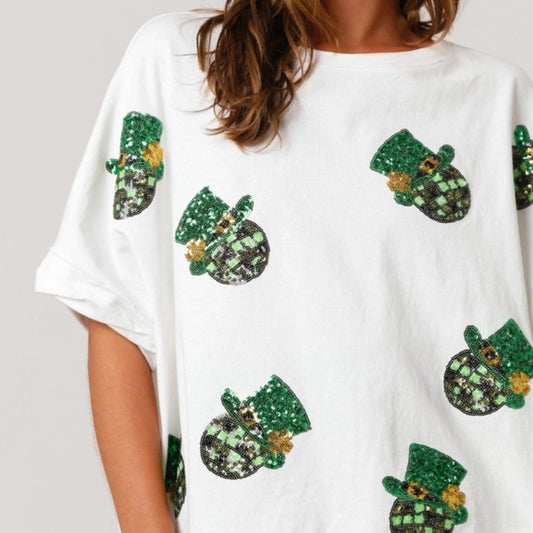 St Patrick Sequined Top Loose T-shirt For Women ☘️