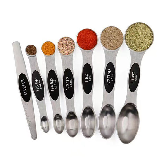 9-piece Set Of Stainless Steel Double Headed Measuring Spoons - A Trust Market