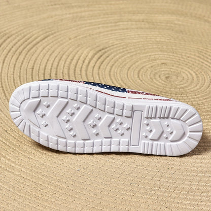 Beautiful Low Top Canvas Shoes With American Flag Pattern (Sale 🚨)