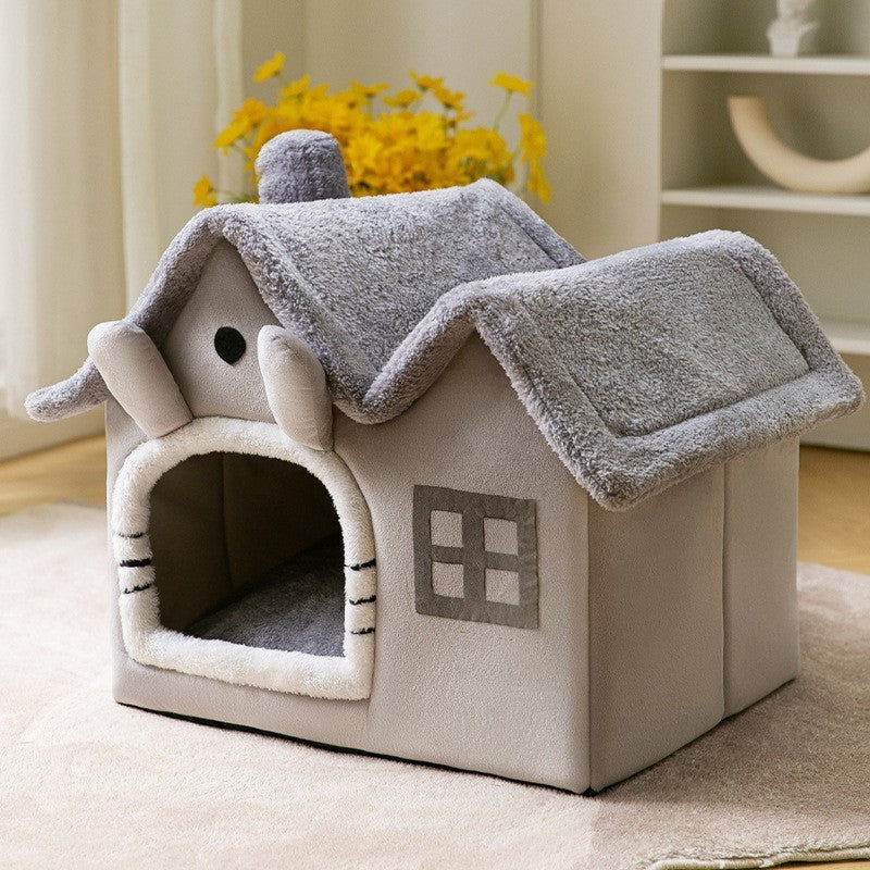 Foldable Dog House Pet Cat Bed Winter Dog Villa Sleep Kennel Removable Nest Warm Enclosed Cave Sofa Pets Supplies - A Trust Market