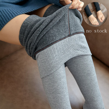 High Waist Stripes Leggings for Winter. Stretch Woman Pants