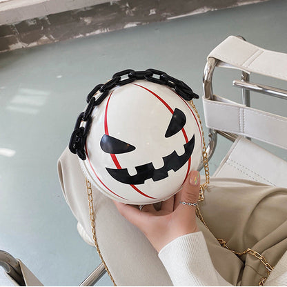 Fantastic Spooky Pumpkin Ball Handbag With Chain