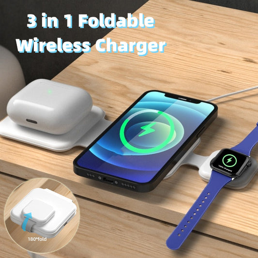 3 In 1 Magnetic Foldable Wireless Charger For Cell Phones and Gadgets