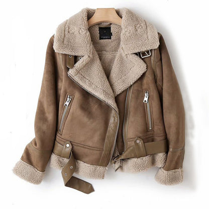 Wonderful Winter Lapel Jacket Suede For Women
