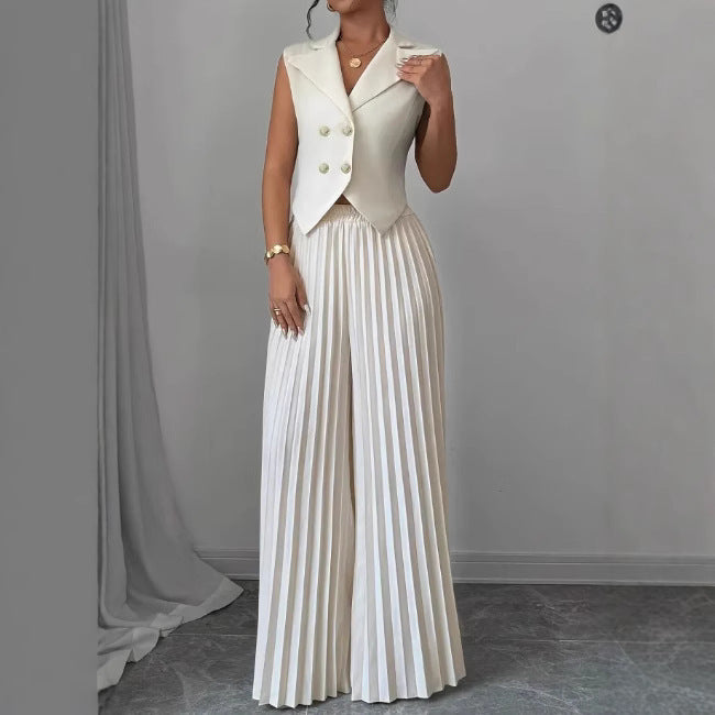 Fashion Vest Pleated Skirt Blouse And Pants